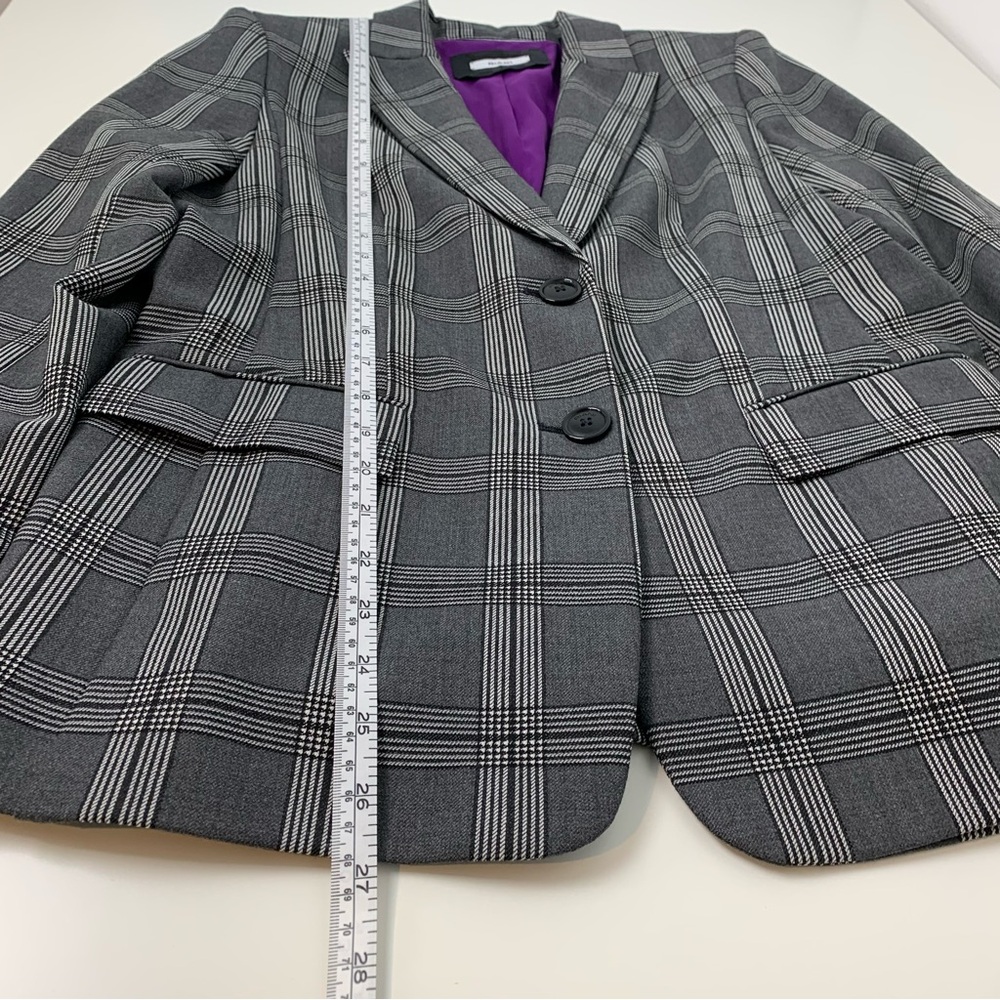 Riani Blazer Sz 8 Wool Blend 2 Buttons Black White Houndstooth Checkered Elegant - Picture 6 of 16